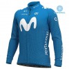 Tenue Cycliste Manches Longues et Collant à Bretelles 2020 Movistar Team Hiver Thermal Fleece N001